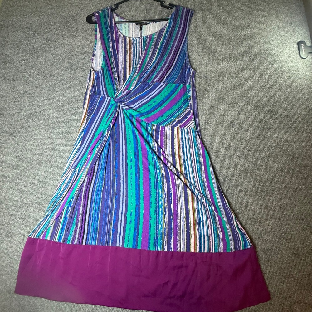 Daisy Fuentes XL Striped Twist Sleeveless Midi Dress Capri Combo Blue Purple